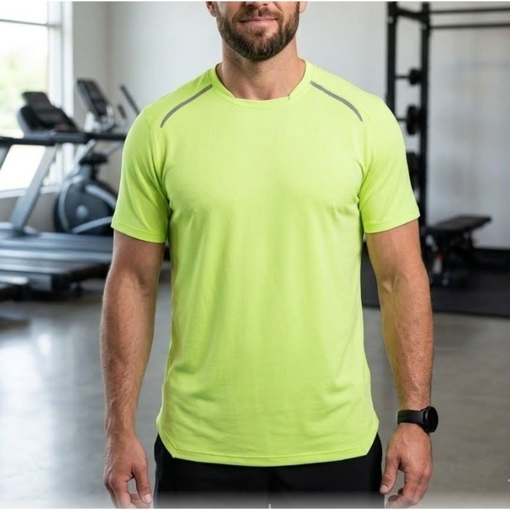 Lululemon Mens Running Short Sleeve Shirt Small Reflective Zap Neon Yellow